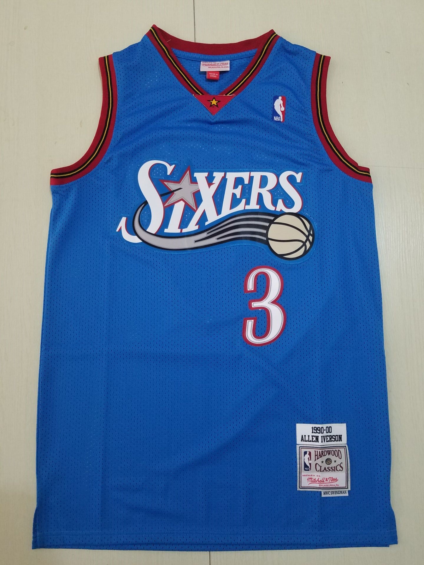 Men Philadelphia 76ers #3 Iverson blue Throwback Adidas NBA Jersey